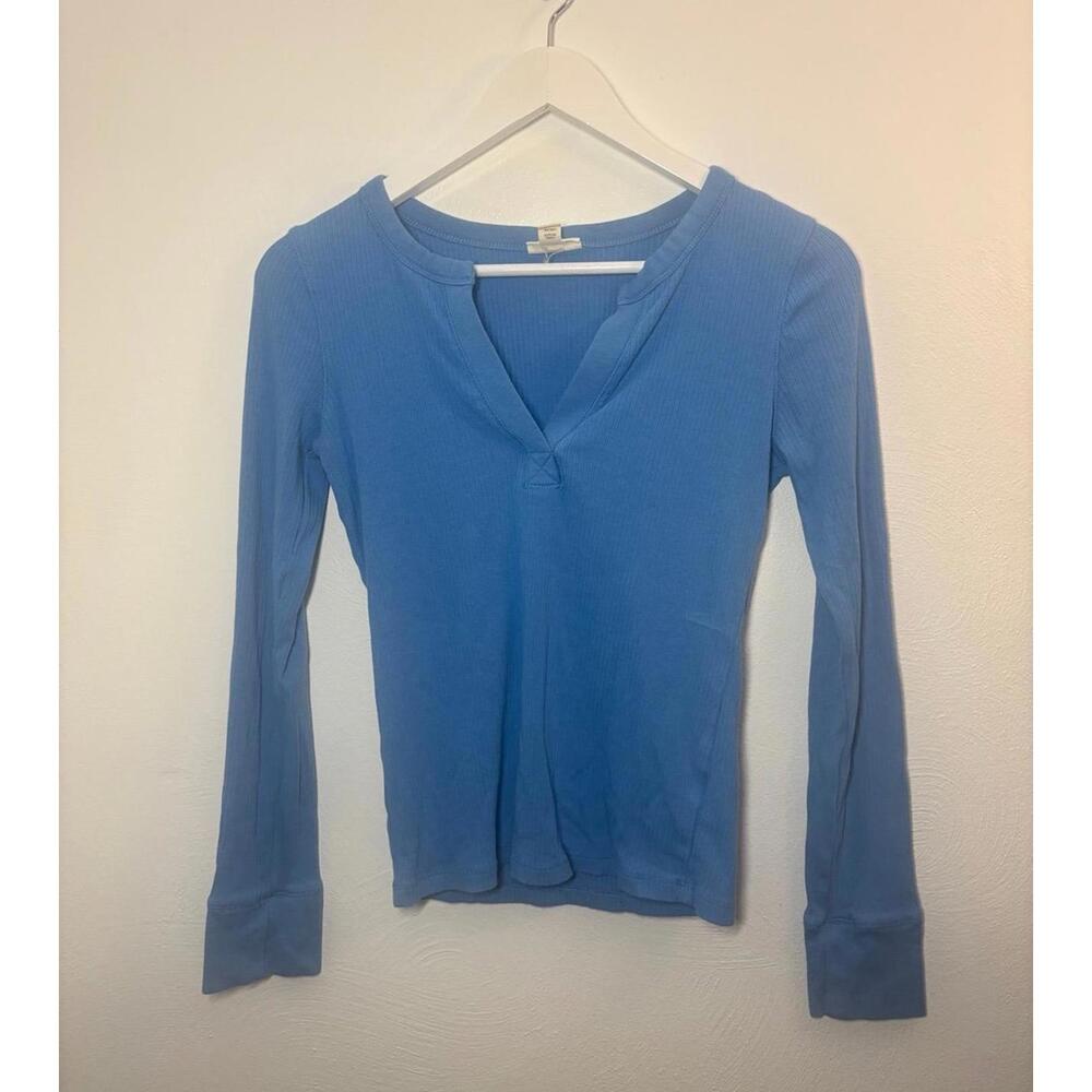 A.n.a Ribbed V Neck Long Sleeve Henley Size XS